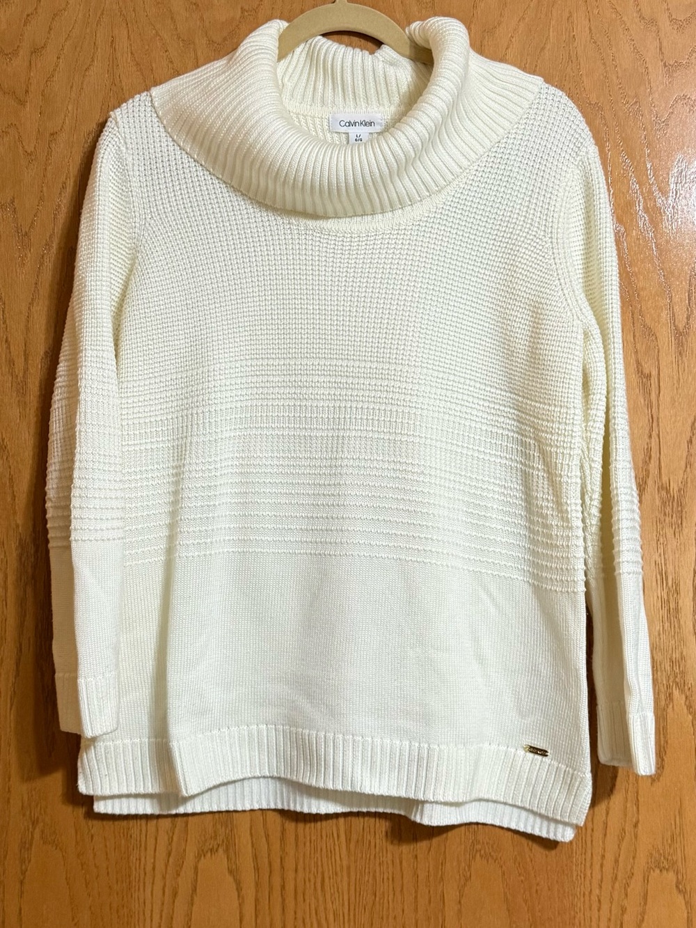 Calvin Klein Ivory Cowl Neck Sweater, size large